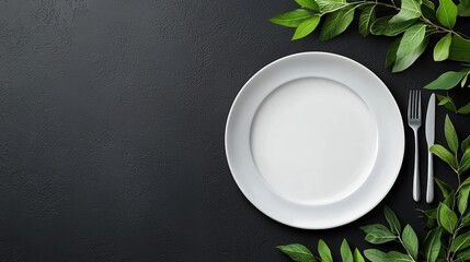 Stylish plate set with a fork and knife ready for a gourmet meal on a beautifully laid table setting