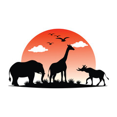 wild animals silhouettes