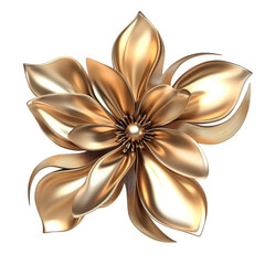Golden Flower Design with Smooth Petals and Center Pearl Detail
