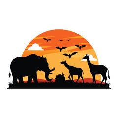 wild animals silhouettes