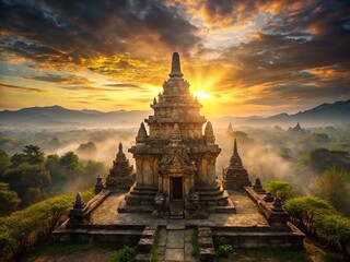 Serene Thai Temple at Dawn: Golden Light on Ancient Ruins