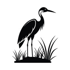 heron on a green background