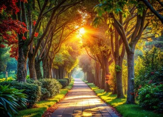 Obraz premium Serenity on Siga Walk: High-Resolution Stock Photo of Peaceful Pathway