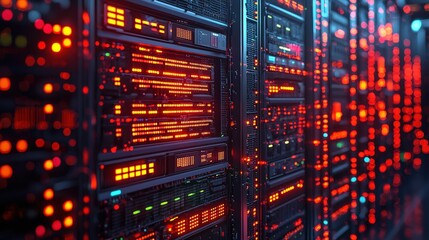 Obraz premium It server in a server room surrounded by cables and technology highlighting the complexity of modern computing infrastructure