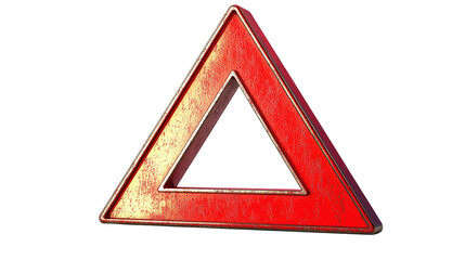 Red triangle warning sign isolated, symbolizing danger and caution, perfect for traffic safety, hazard alert, and emergency situations.