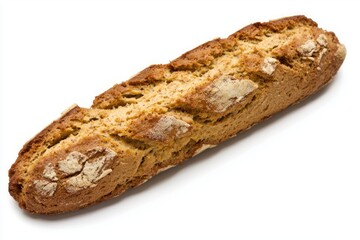 Crusty rustic artisanal bread loaf fresh from the oven on a white background for baking concept