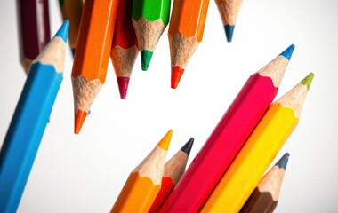 Fototapeta premium Vibrant Close-Up of Colorful Crayons and Pencils for Creative Projects