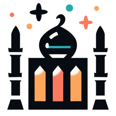 set of religious icons with mosque
