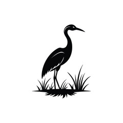 heron of green grass