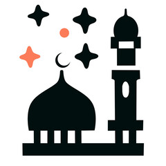 set of religious icons with mosque