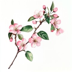 Obraz premium Delicate pink blossoms on a flowering branch.