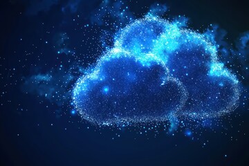 Dazzling Digital Clouds Sparkling on a Deep Blue Backdrop a Modern Abstract Depiction of Connectivity Data