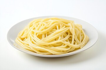 Delicious Spaghetti Noodles on a White Plate Enhancing Culinary Aesthetics with Minimalist Style and Simplicity
