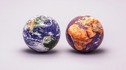 Two Earth Globes, Different Color Schemes