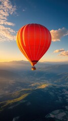 Obraz premium Sunrise Hot Air Balloon Mountain Flight