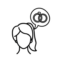 Wedding Sketch Bride Thinking of Rings