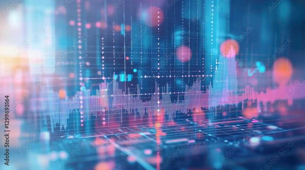 Aufkleber complex algorithms processing vast amounts of data, generating insightful visualizations of market t