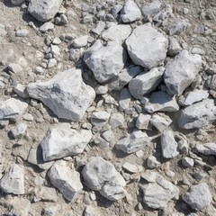 Quarry rocks on dirt. Excavation site with raw material for industry. Construction