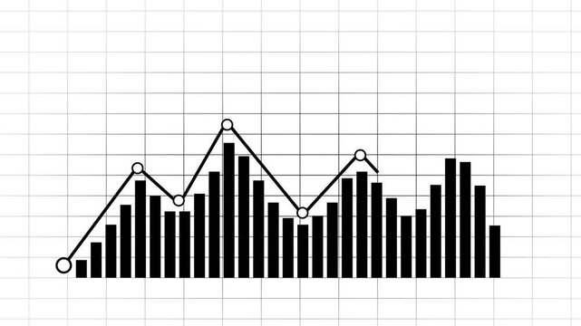 Abstract business graph chart icon. Financial business diagram charts and stock numbers dynamically showing profits over time .