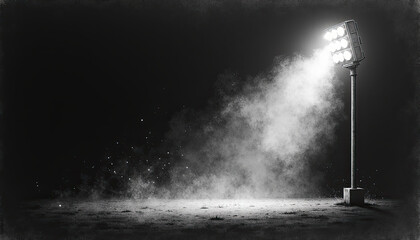 Stadium Light Beam Through Fog for Atmospheric Sports Photography and Dramatic Event Backdrops