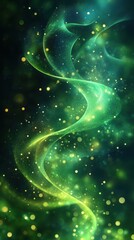 Abstract swirling green and gold lights