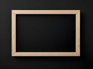 Light Wood Frame on Black Background Mockup