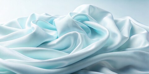 Fototapeta premium Soft Blue Drape on White Fabric, Elegant Textile Background, Clean Minimalist Photography