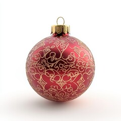 Elegant Red Christmas Ornament with Intricate Gold Patterns