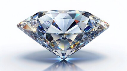Sparkling Diamond Brilliant Cut: Isolated Gemstone on White Background - High-Resolution Stock Photo