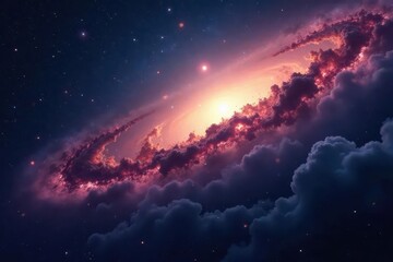 Fototapeta premium Swirling clouds of dust and gas within dark regions of Milky Way's Sagittarius arm, Milky Way, interstellar medium, star clusters