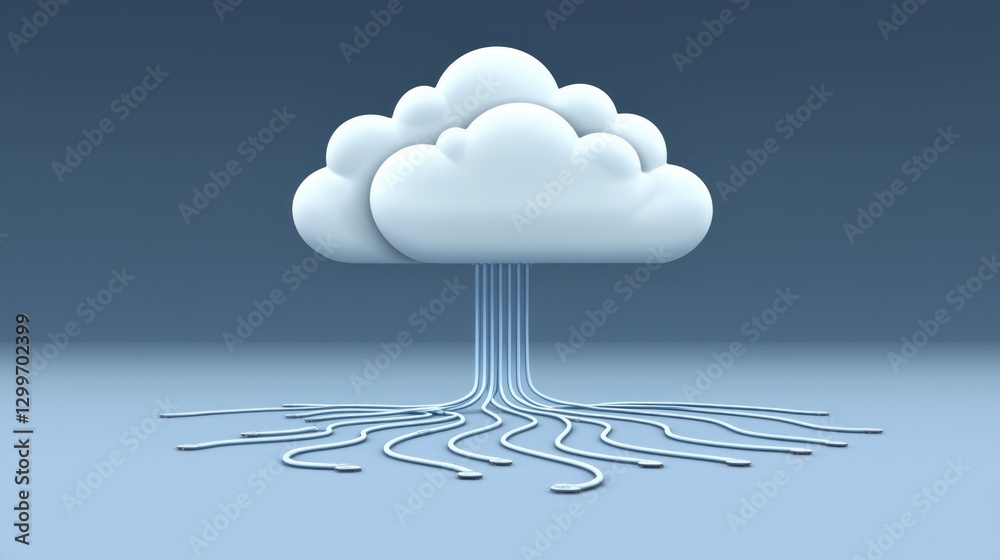 Poster cloud computing concept with network cable data connections for storage backup and it technology