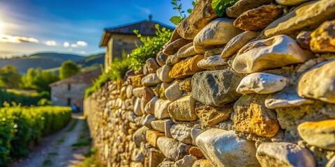 Fototapeta premium Stone Wall Texture: Rustic French Masonry, Close-up Detail