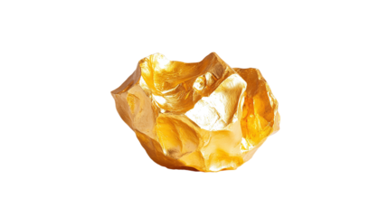 Golden nugget isolated on transparent background, a shiny and luxurious precious mineral specimen, symbolizing wealth and treasure from gold mines, perfect for investment or luxury concepts.