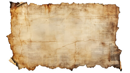 Fototapeta premium Old aged parchment with burnt ragged edges and visible creases