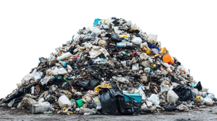 Isolated pile of garbage trash highlighting environmental impact, waste management, and the importance of recycling to reduce pollution and landfill issues.