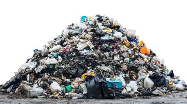 Isolated pile of garbage trash highlighting environmental impact, waste management, and the importance of recycling to reduce pollution and landfill issues.