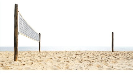 Naklejka premium Beach Volleyball Isolated Scene with Volleyball with Beach