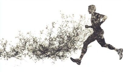 Fototapeta premium Runner Trail Isolated Overview with Runner with Trail