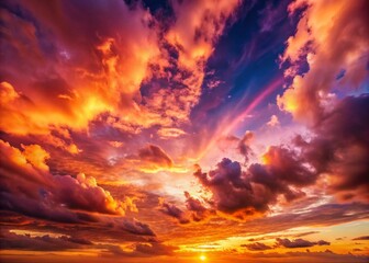 Fototapeta premium Stunning Pink and Orange Sunset Sky with Deep Depth of Field - High Resolution Stock Photo