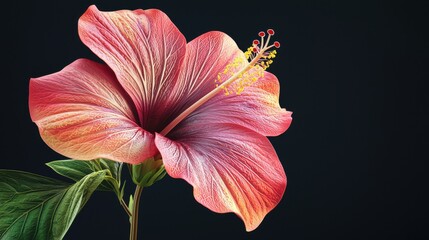 Vibrant Hibiscus Blossom Against Dark Background