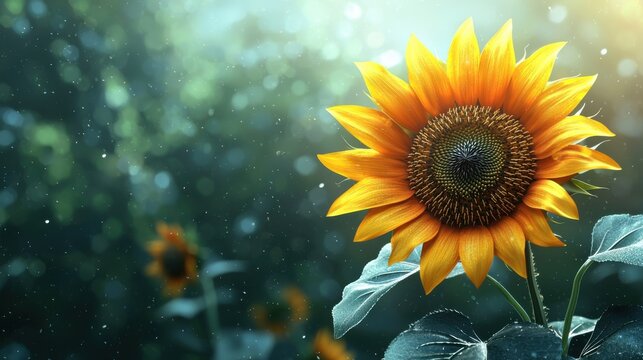 Vibrant Sunflower Bathed in Morning Light