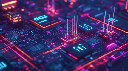 A futuristic mobile network interface displays the status of 5G towers and their connections, showcasing advanced connectivity and real-time data visualization.