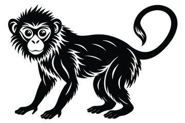 Obraz premium Black and white illustration of a monkey