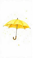 Yellow umbrellas. Rainy season.