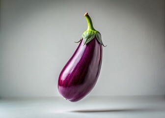 Surreal Eggplant Photography: Floating Purple Aubergine on White Background