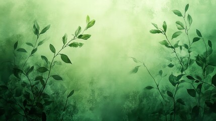 Serene Green Leaves: A Watercolor Painting of Tranquility