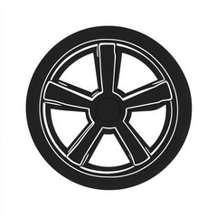 Obraz premium Black Circular Wheel with Five Spokes Design for Automotive Use