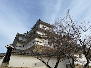 見上げた姫路城の天守閣
