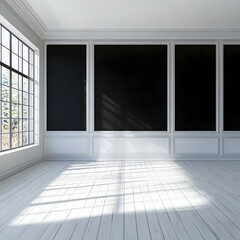 Design-focused room in black and white for lifestyle concepts.