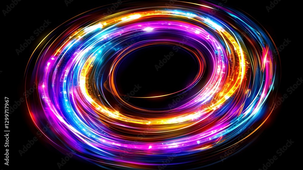 Wall mural light trails swirl in a spiral pattern on dark backdrop, for abstract wallpaper use